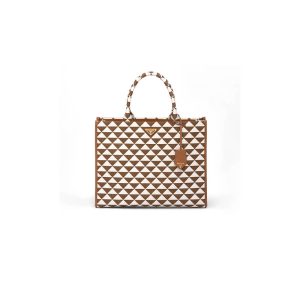 small leather Pra*a symbole bag with topstitching