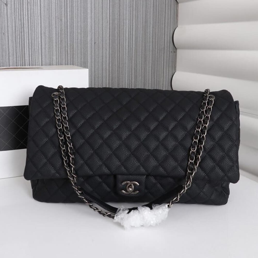 Ch*el travel flap bag black